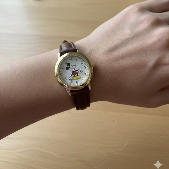 Disney Gold and Brown Mickey Mouse Watch